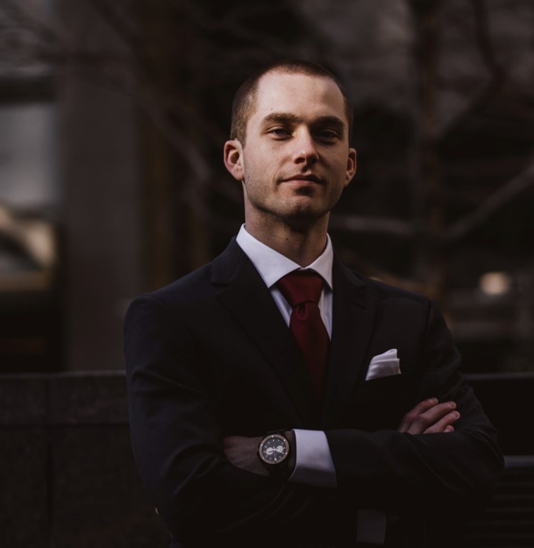 A confident man in a business suit
